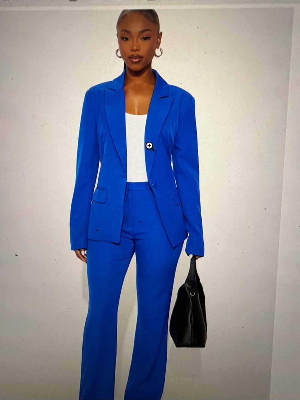 Fashion Nova Royal Blue Tailored Blazer & Wide-Leg Pants Set